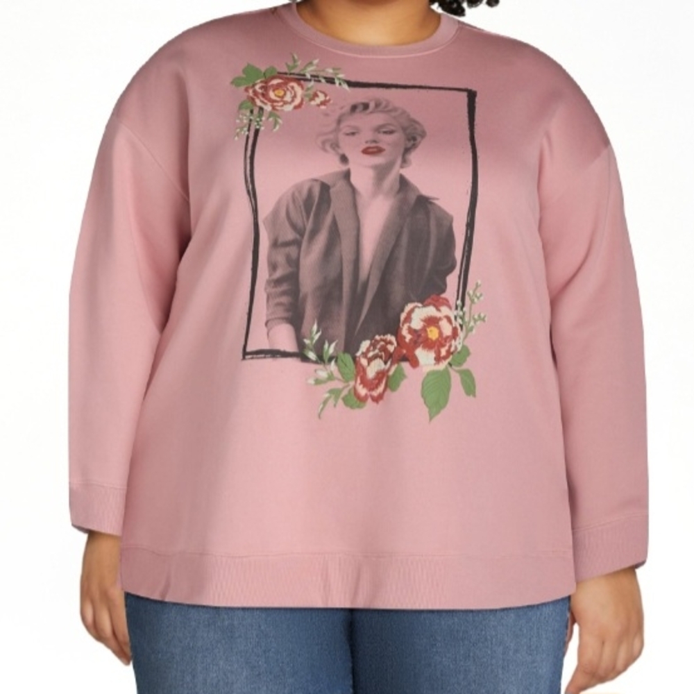 Terra & Sky Pink Graphic Crew Neck Sweater